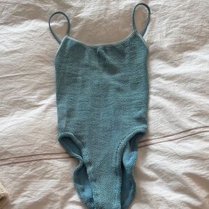 Hunza G blue one piece bathingsuit